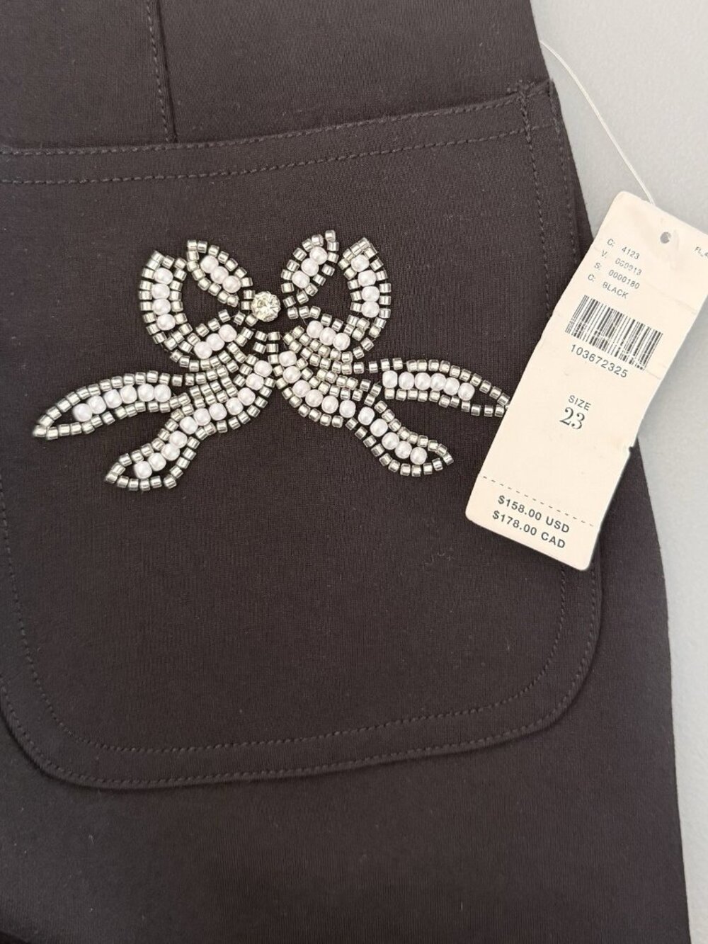 Anthropologie Colette Full-Length Embroidered Pocket Pants Maeve Black Womens 23 - Picture 8 of 12